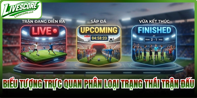 Biểu tượng trực quan phân loại trạng thái trận đấu